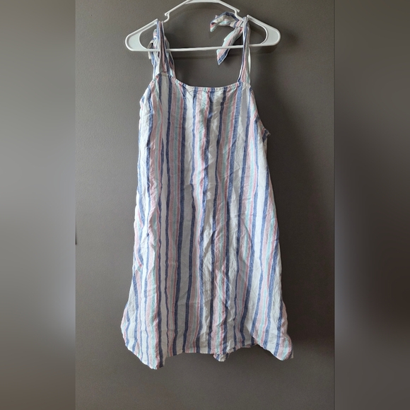 crown & ivy Dresses & Skirts - Crown & Ivy Linen Striped Tank Dress White/Pink/Blue Womens Size XL